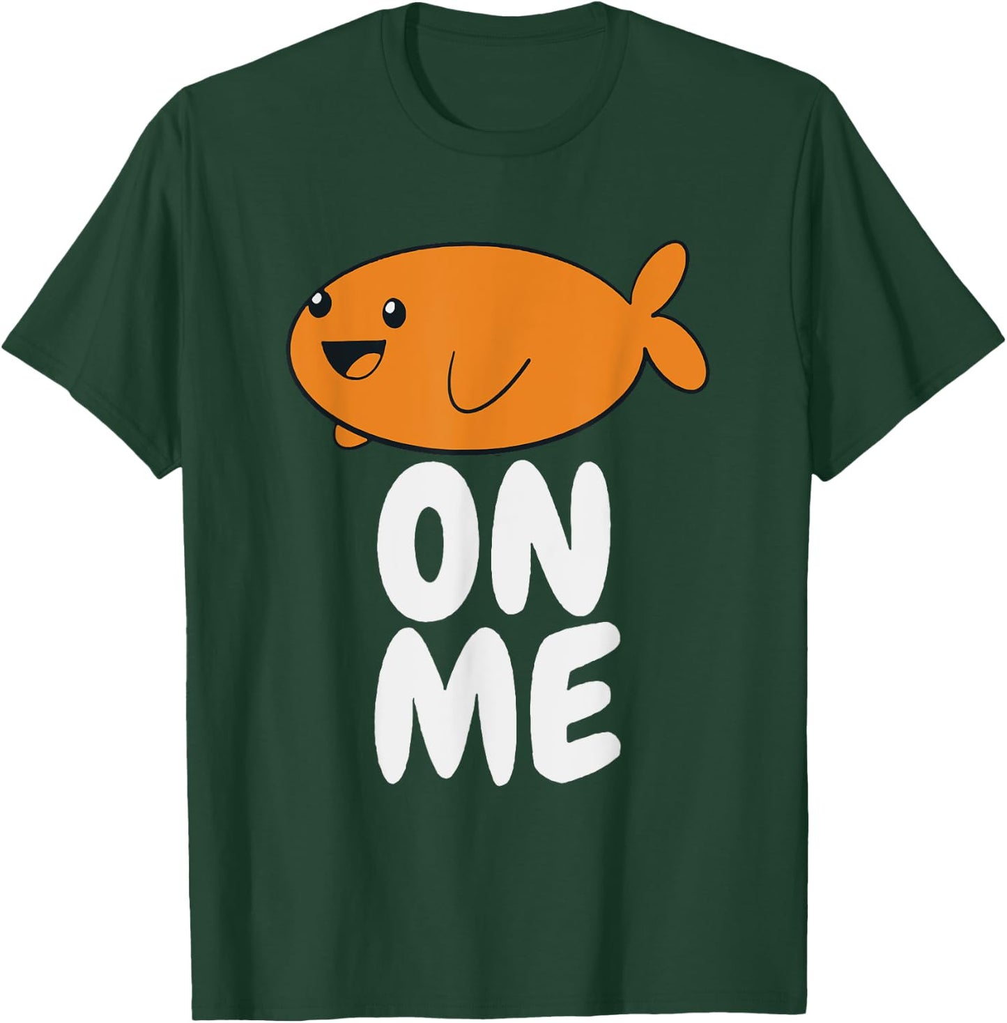 Gift Kids Fish On Me -Kids Black Cartoon Fish Small T-Shirt - T-Shirt | Forest