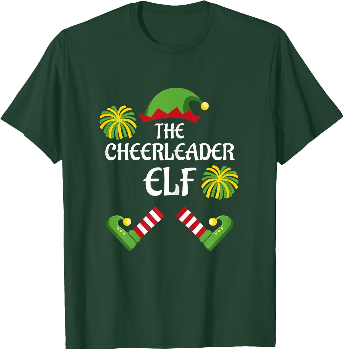 Cheerleader Elf Family Matching Group Christmas Cheer T-Shirt - T-Shirt | Forest