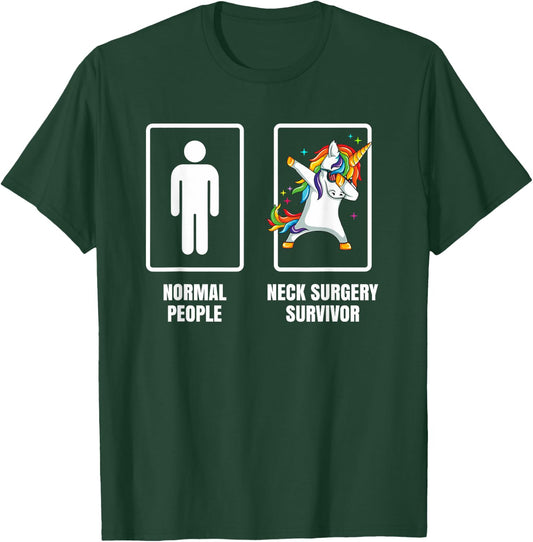 Dabbing Unicorn Neck Surgery Survivor Recovery Get Well Gift T-Shirt - T-Shirt | Forest