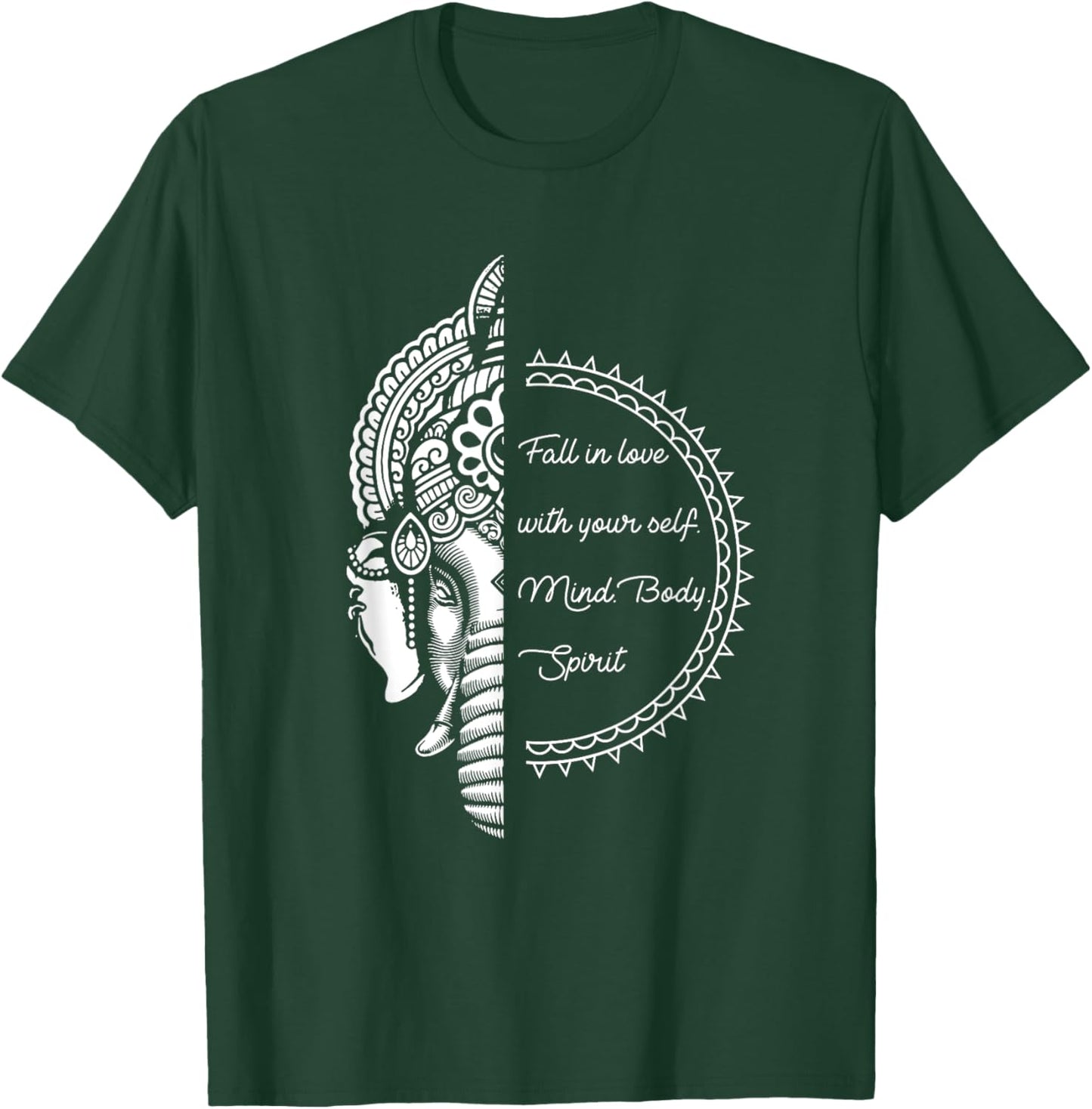 Spiritual Yoga Love Your Self Meditation Elephant Ganesha T-Shirt - T-Shirt | Forest