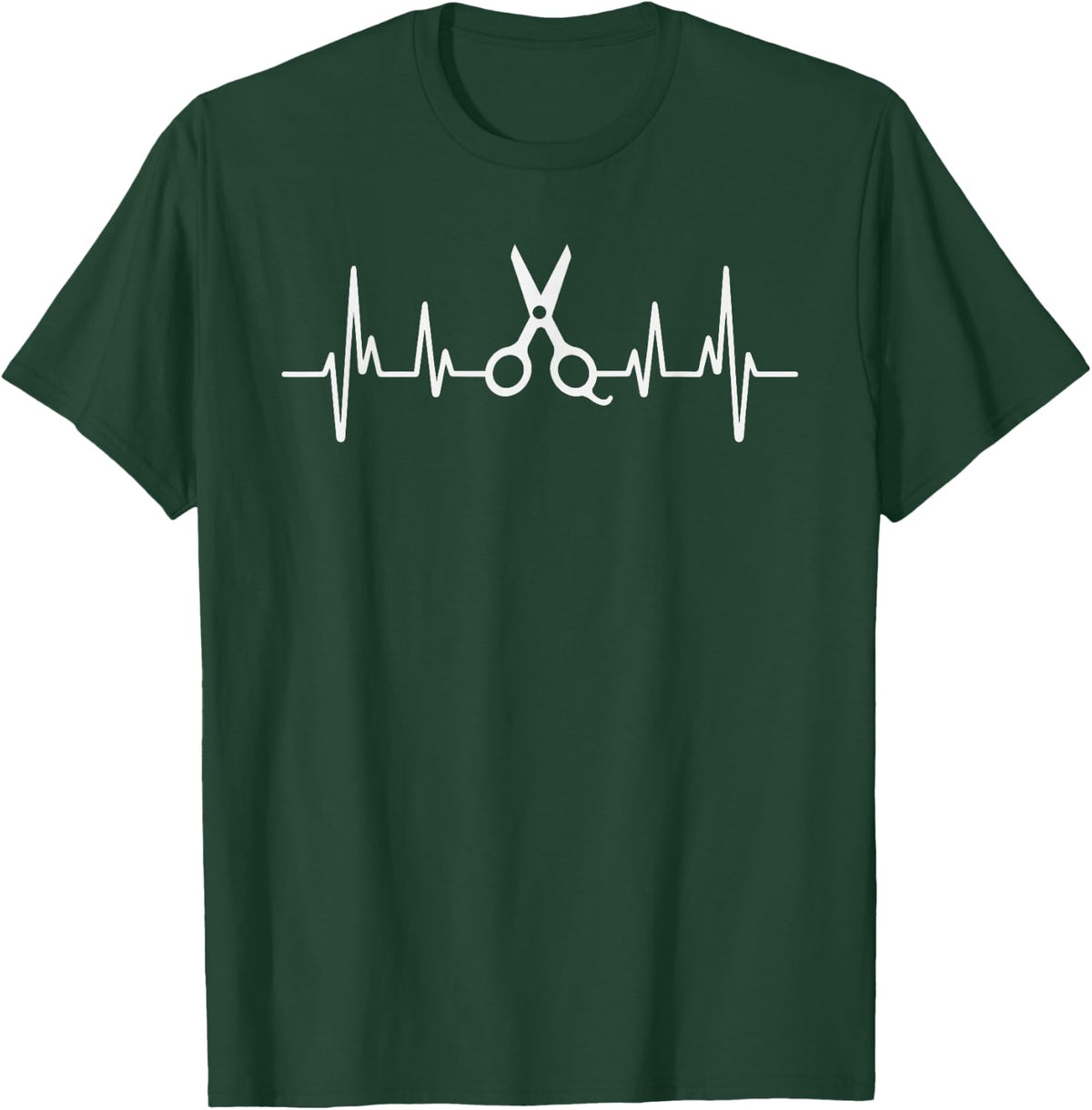 Hair Stylist Heartbeat Scissors EKG Pulse Line T-Shirt - T-Shirt | Forest