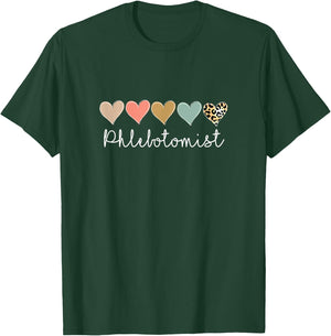 Phlebotomist, Leopard Phlebotomy Therapist venipuncture T-Shirt - T-Shirt | Forest