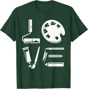 Creatives Artist Art Supplies Spells Love T-Shirt - T-Shirt | Forest