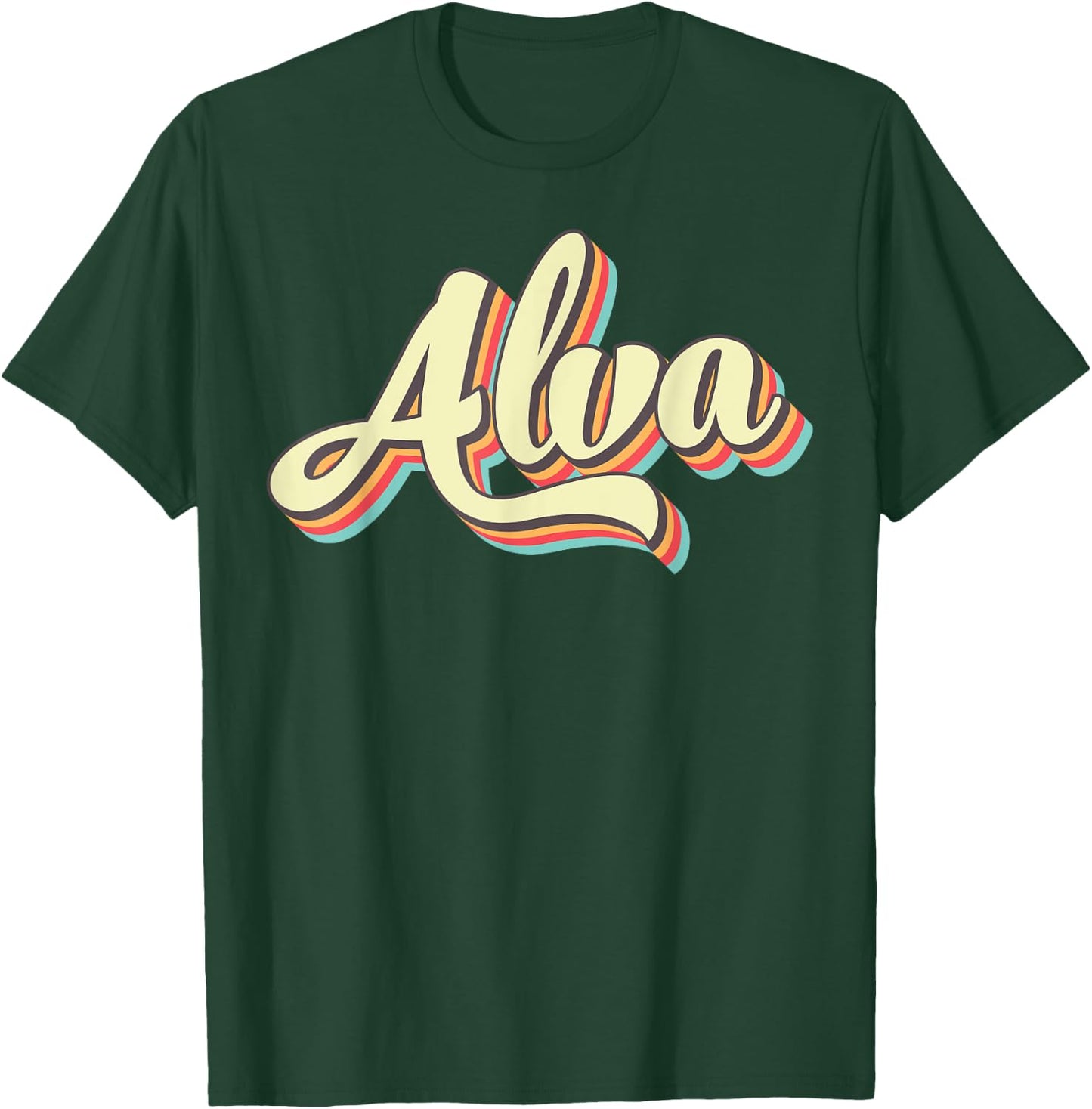 Alva Retro Art Baseball Font Vintage T-Shirt - T-Shirt | Forest