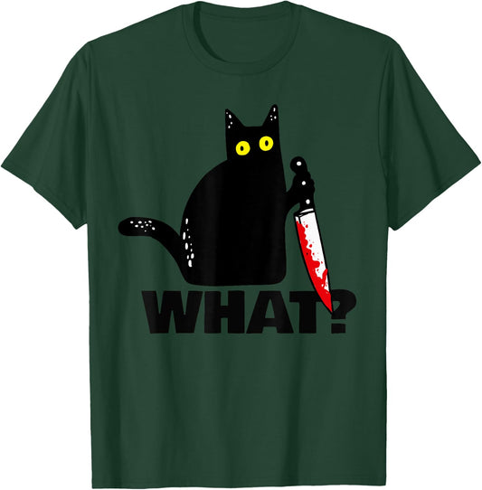 Cat What? funny Murderous Cat with knife Halloween Women T-Shirt - T-Shirt | Forest