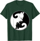 Kawaii Yin Yang Black Cat and Moon Crescent Head Cartoon Cat Kawaii Yin Yang Cat Moon Crescent T-Shirt - T-Shirt | Forest