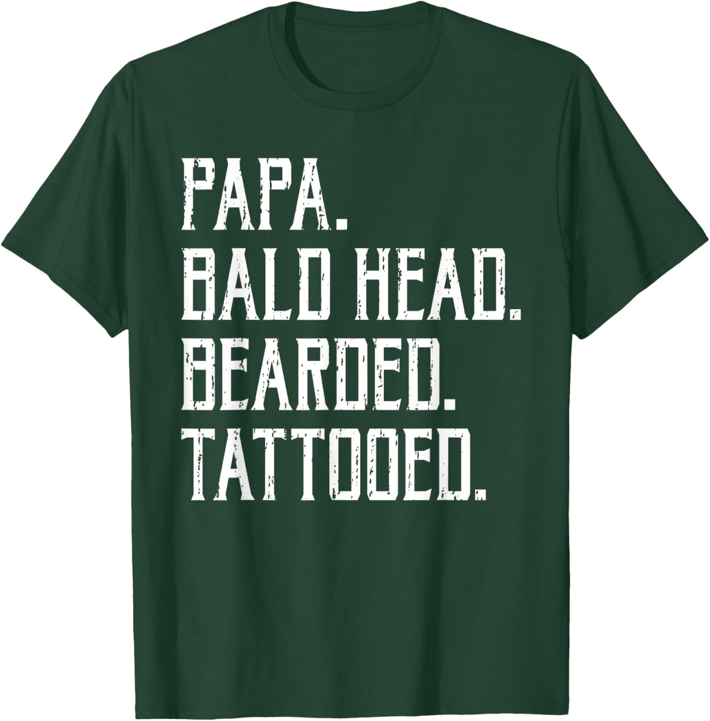 Papa Bald Head Bearded Tatooed Viking Bearded Men T-Shirt - T-Shirt | Forest