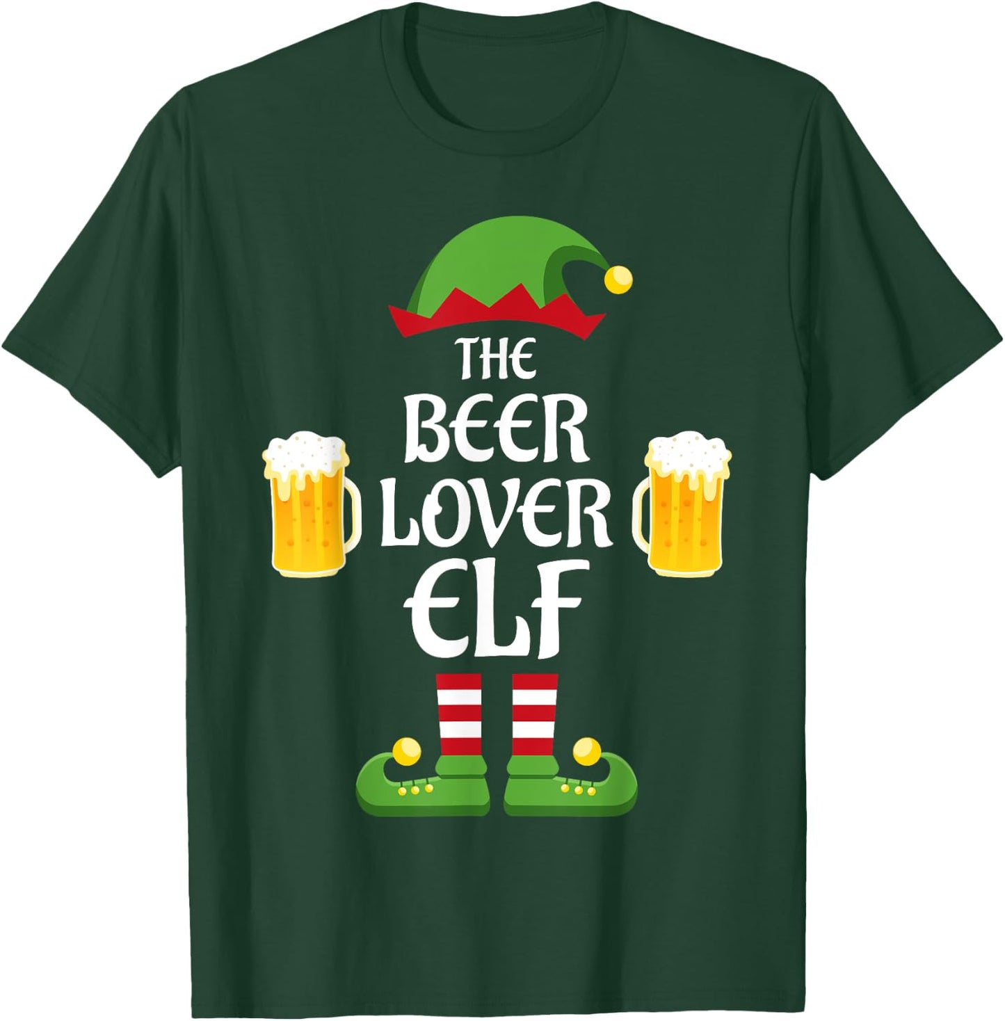 Beer Lover Elf Family Matching Group Christmas T-Shirt - T-Shirt | Forest