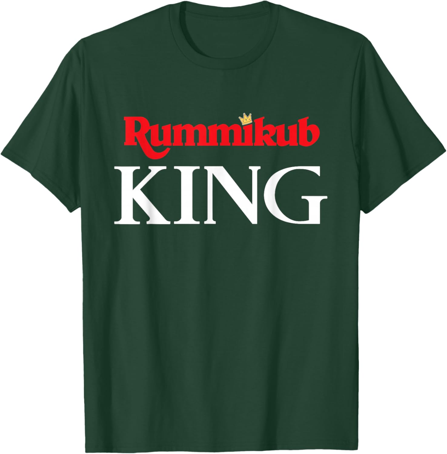 Rummikub King Logo With Crown Noble White Ink T-Shirt - T-Shirt | Forest