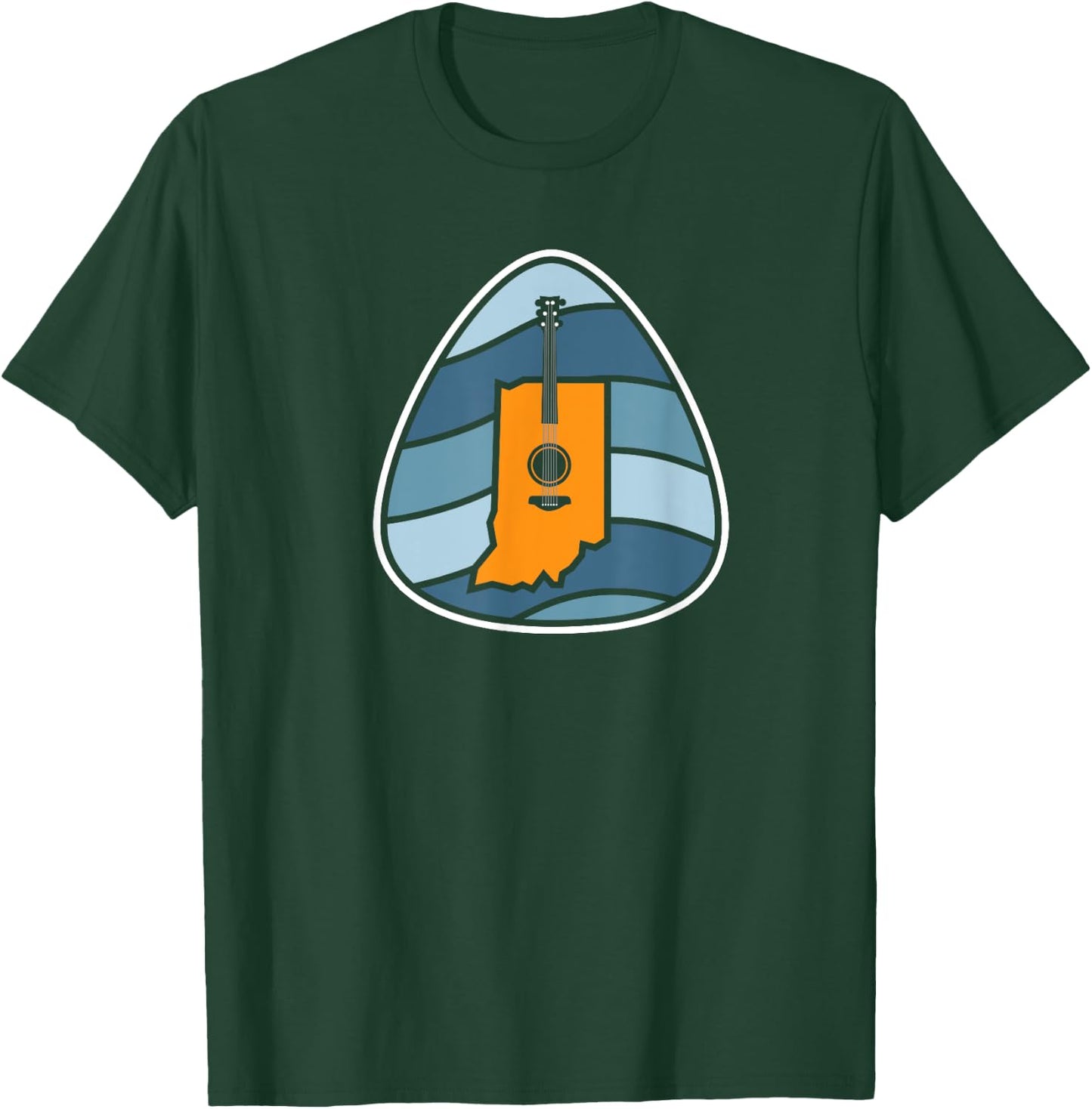 Retro Indiana Music Acoustic Guitar Rock T-Shirt - T-Shirt | Forest