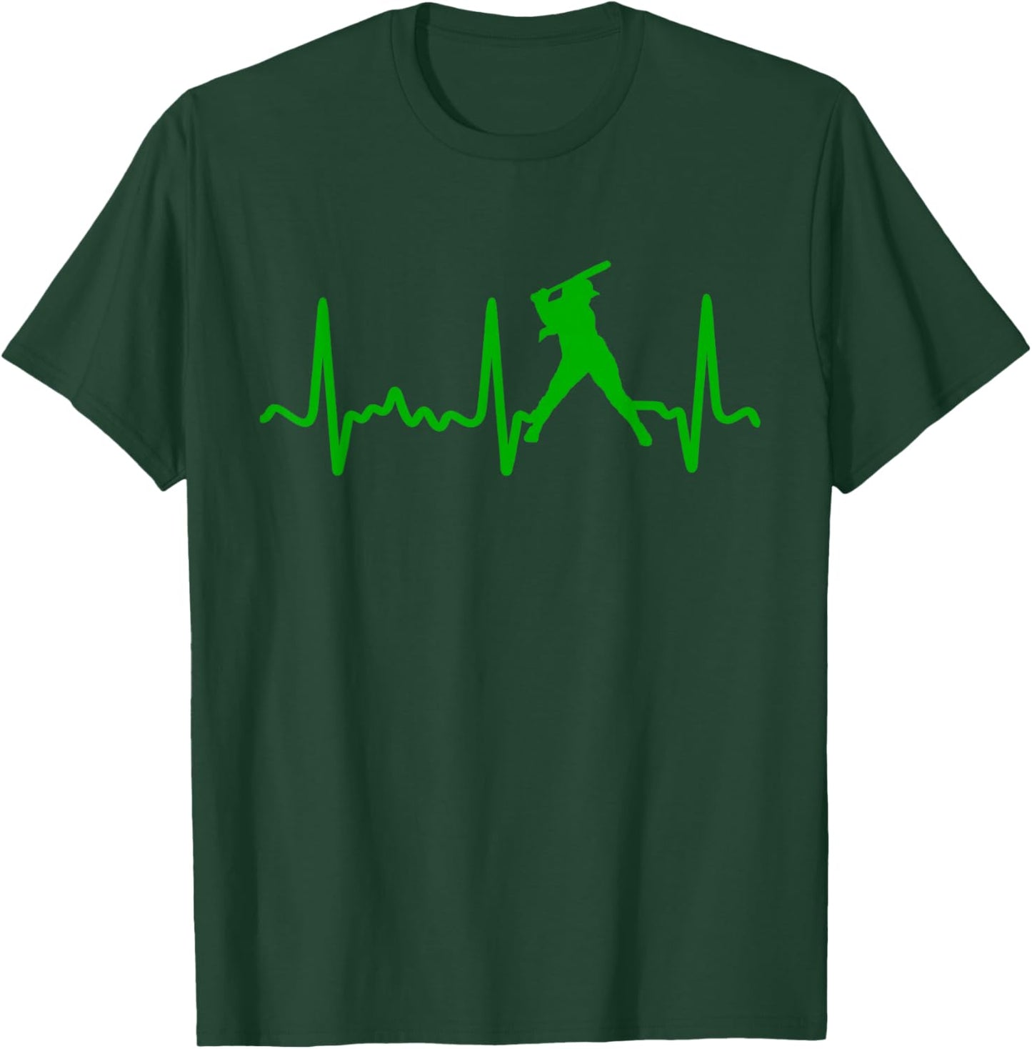 Green Softball Batter Heartbeat T-Shirt - T-Shirt | Forest