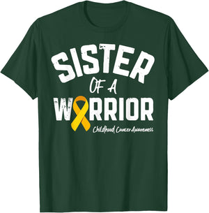 Sister Of A Warrior Childhood Cancer Awareness Girls Women T-Shirt - T-Shirt | Forest