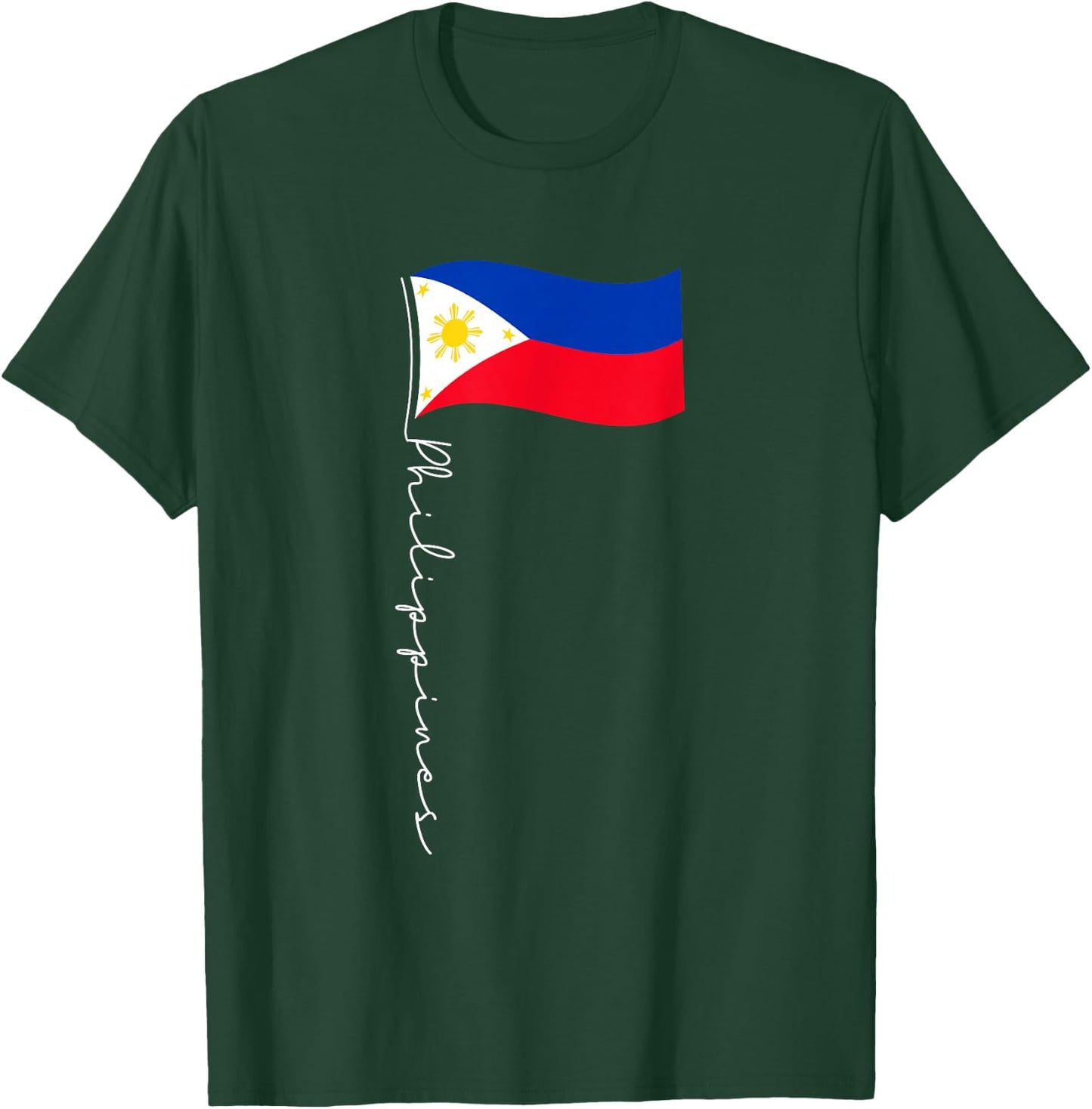 Family Heritage Gifts Philippines Signature Flag Pole - Elegant Filipino Flag T-Shirt - T-Shirt | Forest