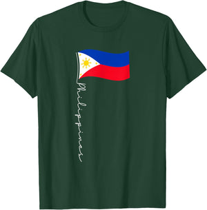 Family Heritage Gifts Philippines Signature Flag Pole - Elegant Filipino Flag T-Shirt - T-Shirt | Forest