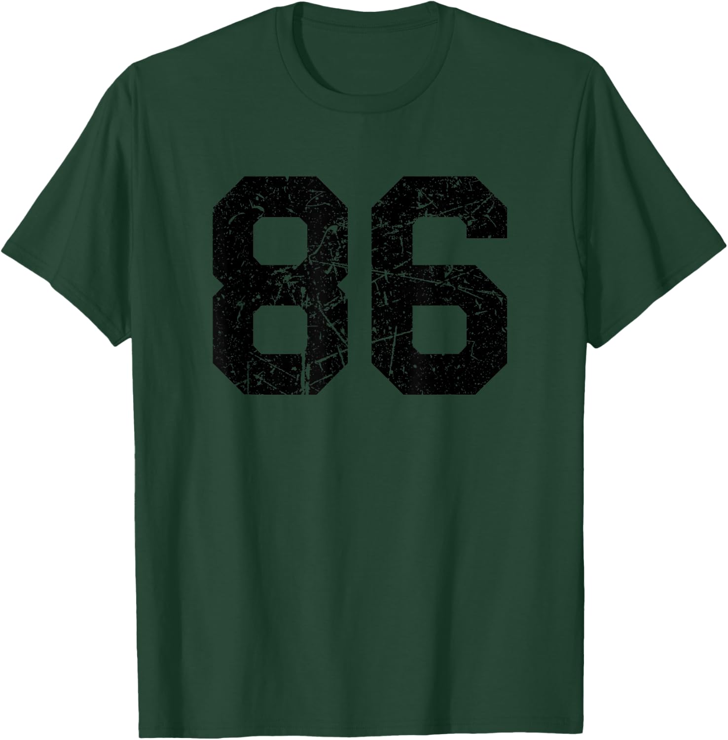 Number #86 Sport Black Distressed Number T-Shirt - T-Shirt | Forest