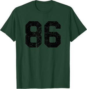 Number #86 Sport Black Distressed Number T-Shirt - T-Shirt | Forest