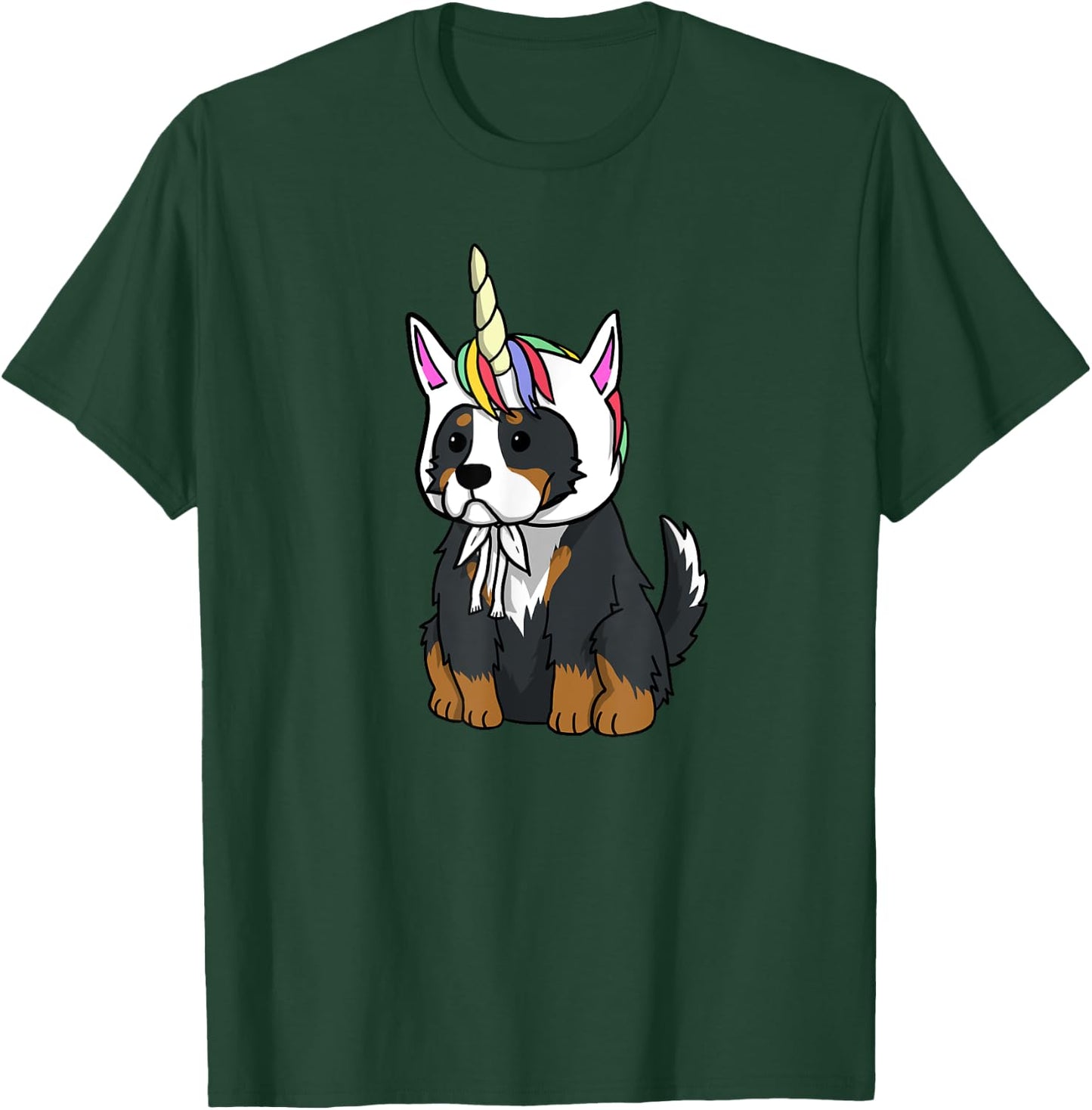 Bernese Mountain Dog Unicorn Hat Funny Dog Gift Men Women Girls Kids T-Shirt - T-Shirt | Forest