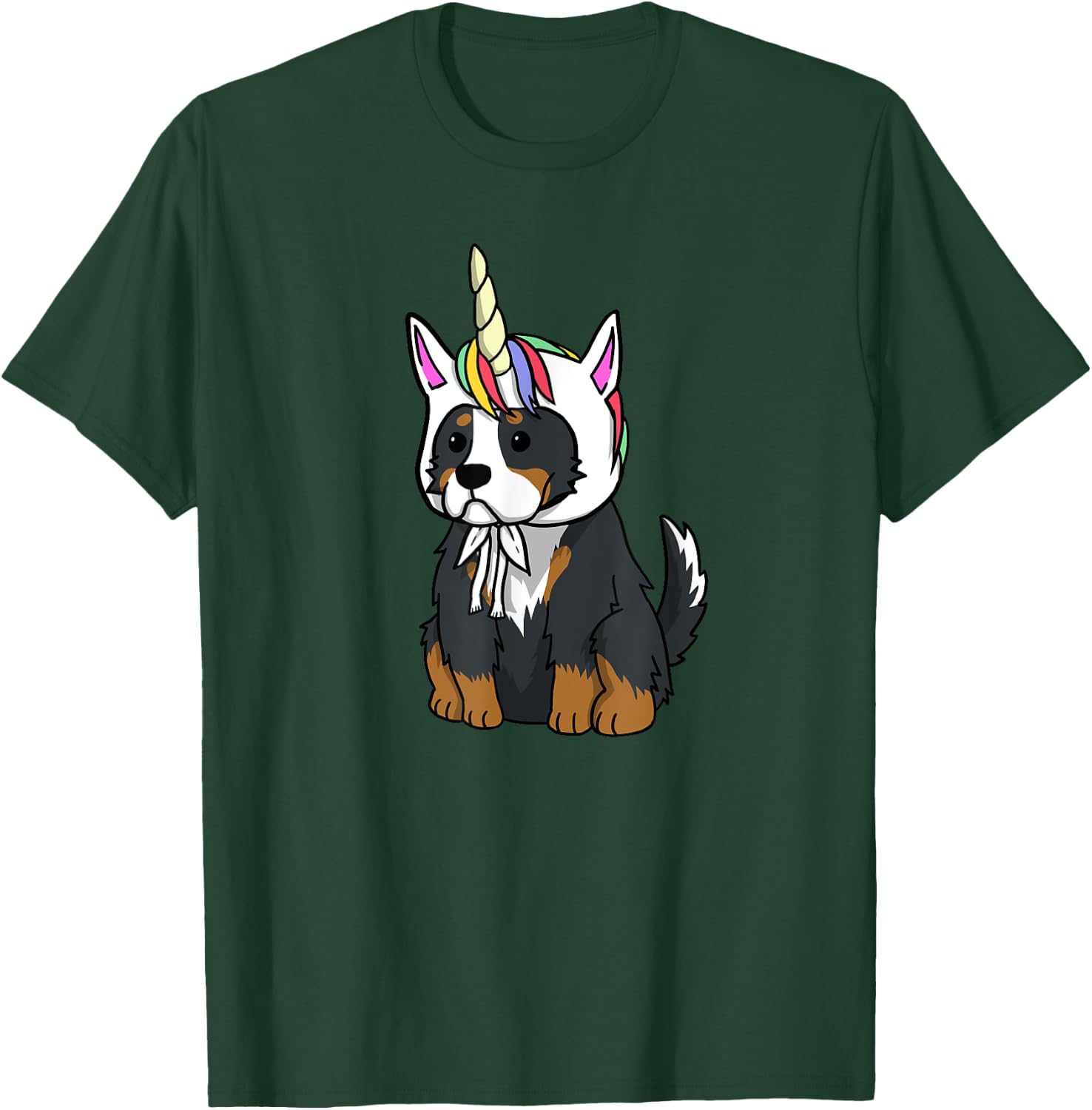 Bernese Mountain Dog Unicorn Hat Funny Dog Gift Men Women Girls Kids T-Shirt - T-Shirt | Forest