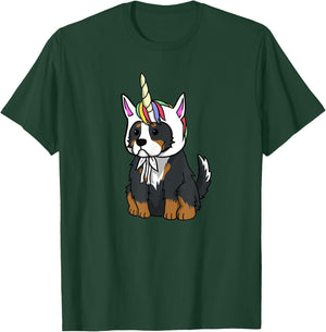Bernese Mountain Dog Unicorn Hat Funny Dog Gift Men Women Girls Kids T-Shirt - T-Shirt | Forest