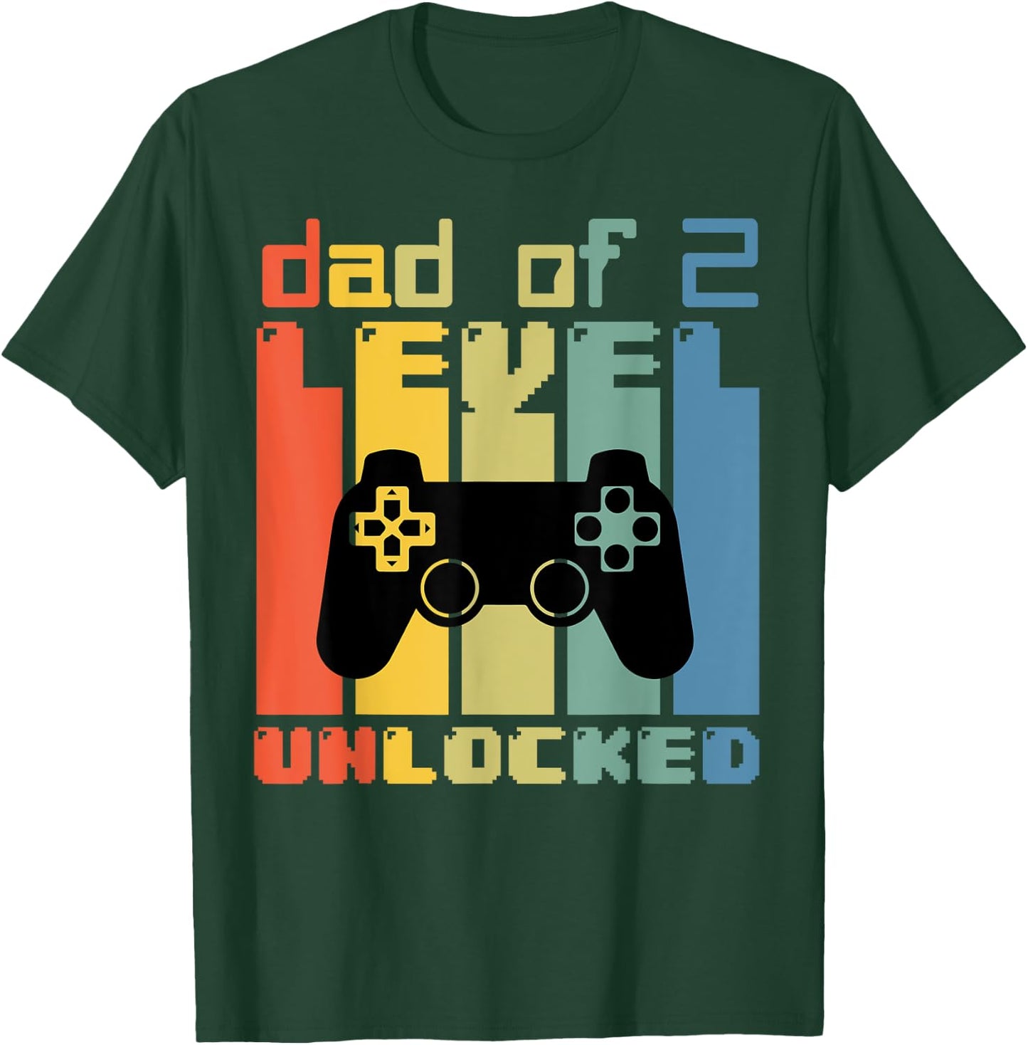 Daddy Again Leveled Up To Dad of 2 Dad Level Unlocked Gamer T-Shirt - T-Shirt | Forest