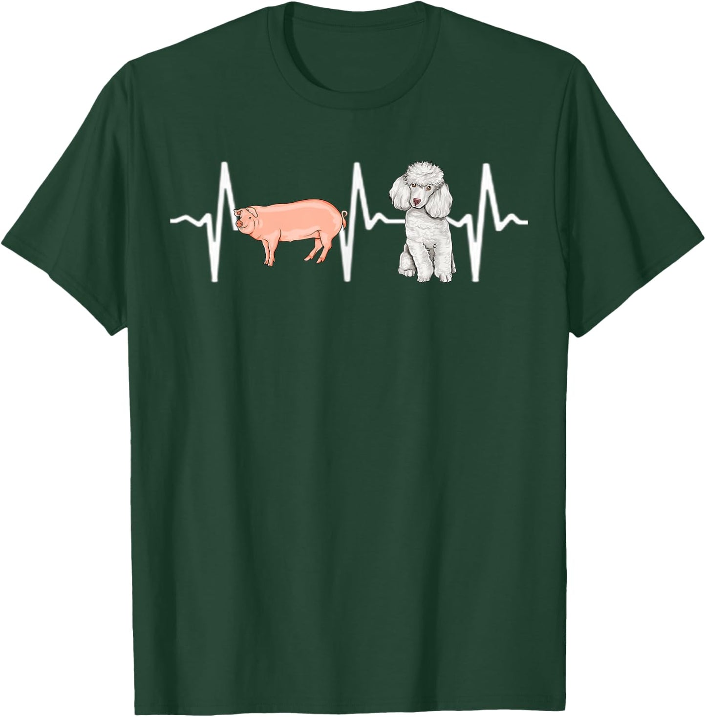 Pig Poodle Heartbeat Dog Lover T-Shirt - T-Shirt | Forest