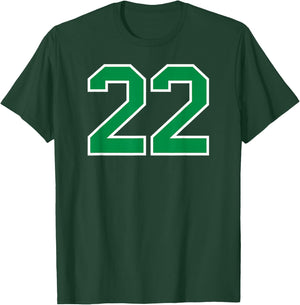 Number #22 Sport Green Uni Number T-Shirt - T-Shirt | Forest