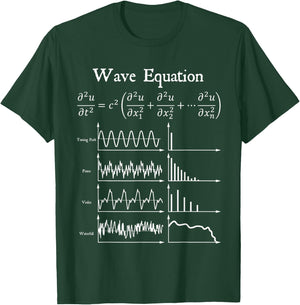 Nerdy Wave Equation Music Physics Science Math Teacher Geek Men Women Girls Kids T-Shirt - T-Shirt | Forest