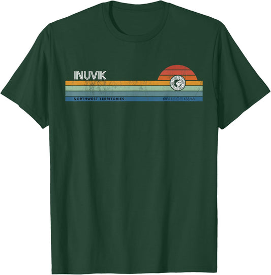Inuvik Northwest Territories Canada Retro Sunset Rainbow T-Shirt - T-Shirt | Forest