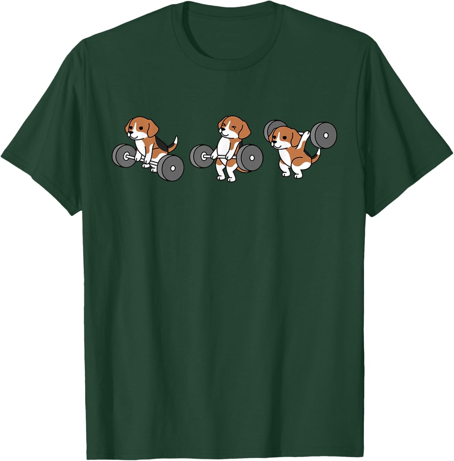 Weightlifting Beagle Dog T-Shirt - T-Shirt | Forest