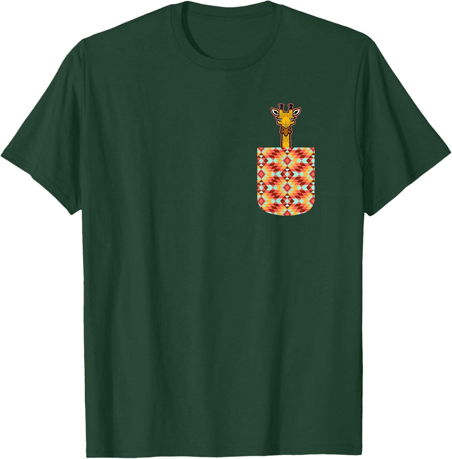 Giraffe Fake Pocket Print Giraffe Lover Zoo Animal Wildlife T-Shirt - T-Shirt | Forest