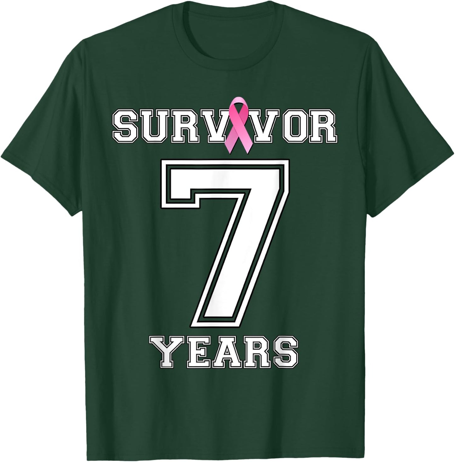 7 Years Breast Cancer Survivor Gifts Pink Ribbon T-Shirt - T-Shirt | Forest