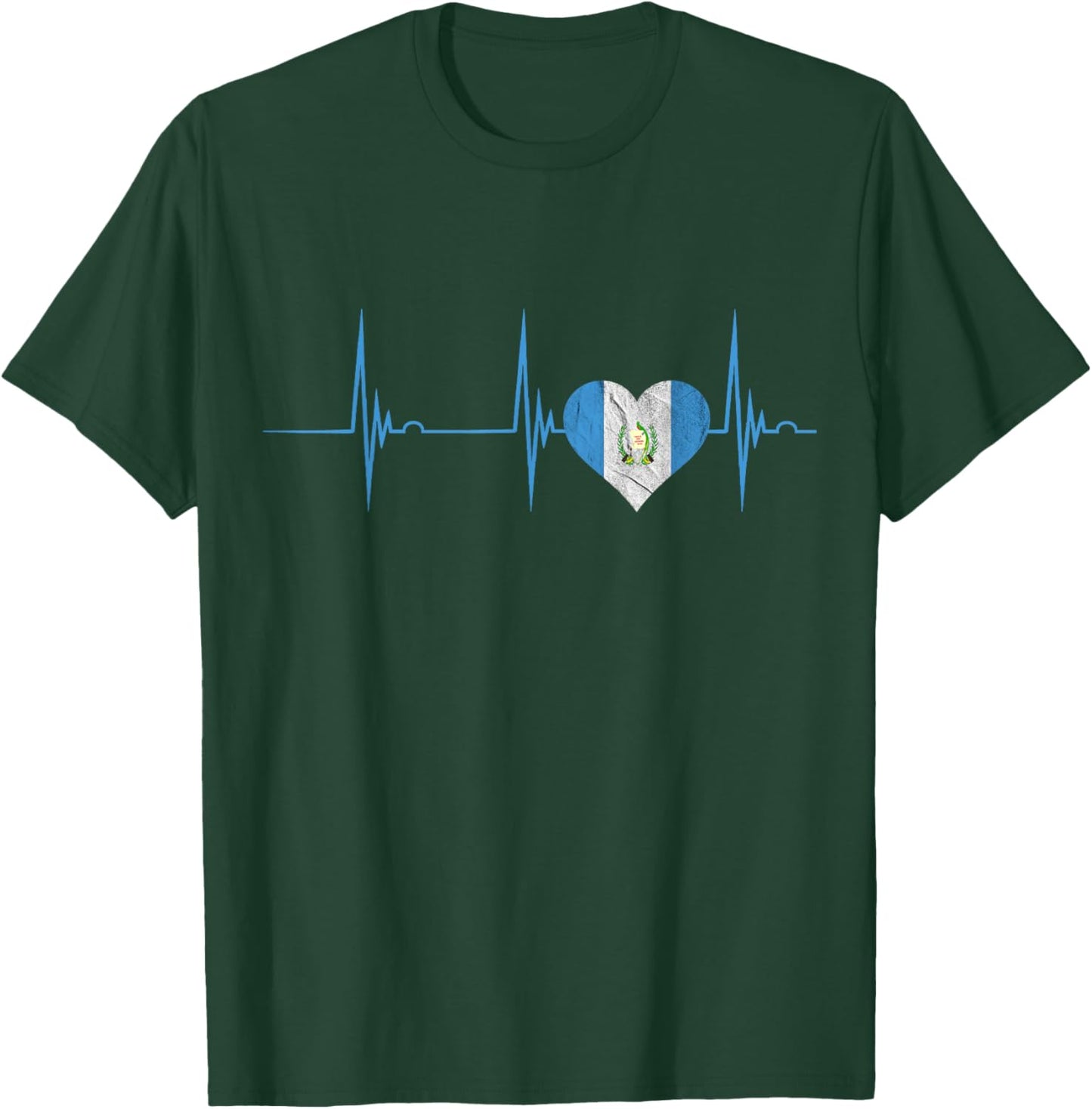 Guatemala Heart Guatemalan Heartbeat EKG Pulse Chapin Mayan Small T-Shirt - T-Shirt | Forest