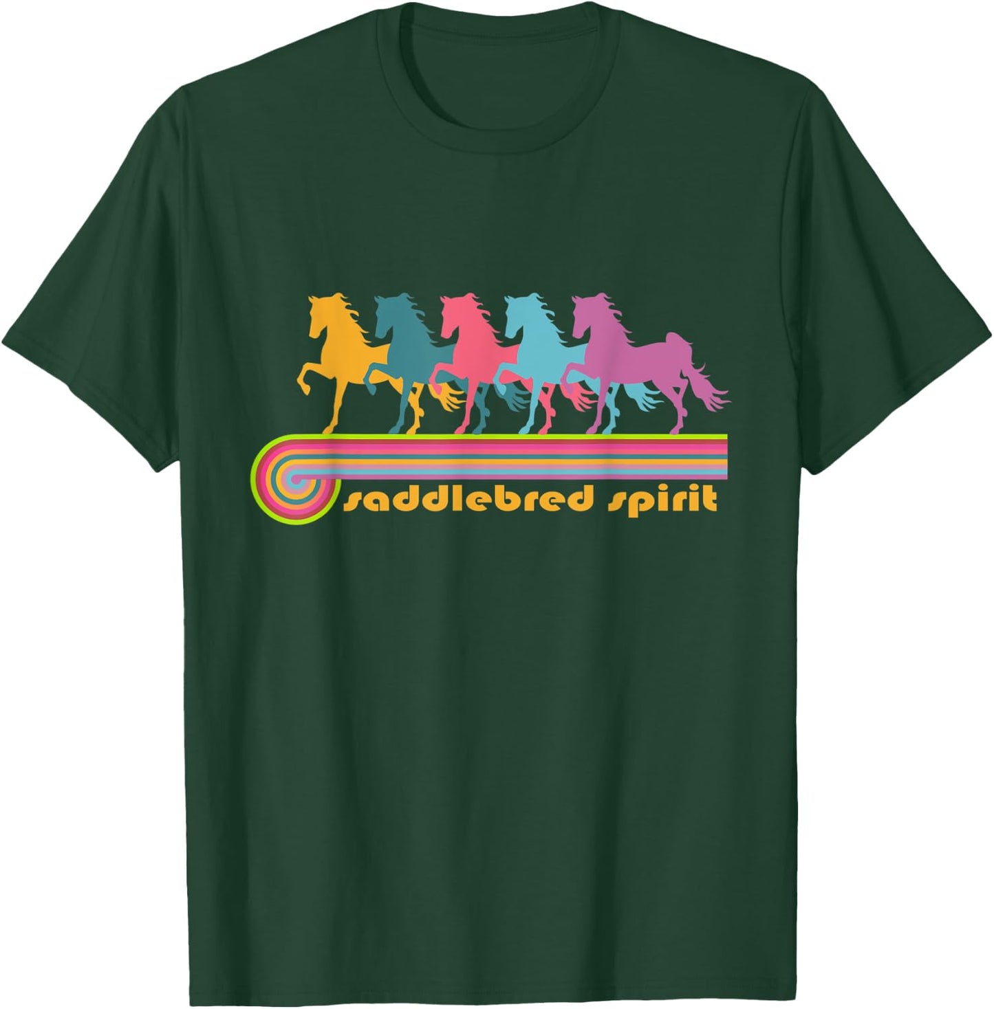 Saddlebred Spirit | NickerStickers Retro Saddlebred Horses T-Shirt - T-Shirt | Forest