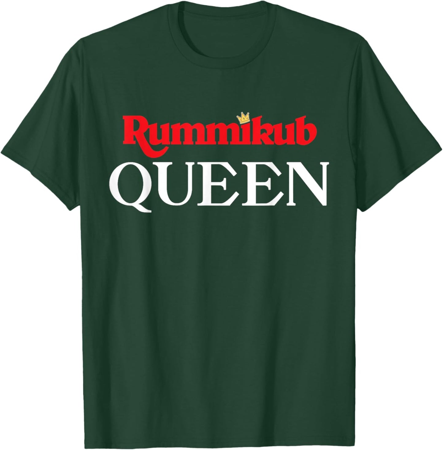 Rummikub Queen Logo With Royal Crown Noble White Ink T-Shirt - T-Shirt | Forest