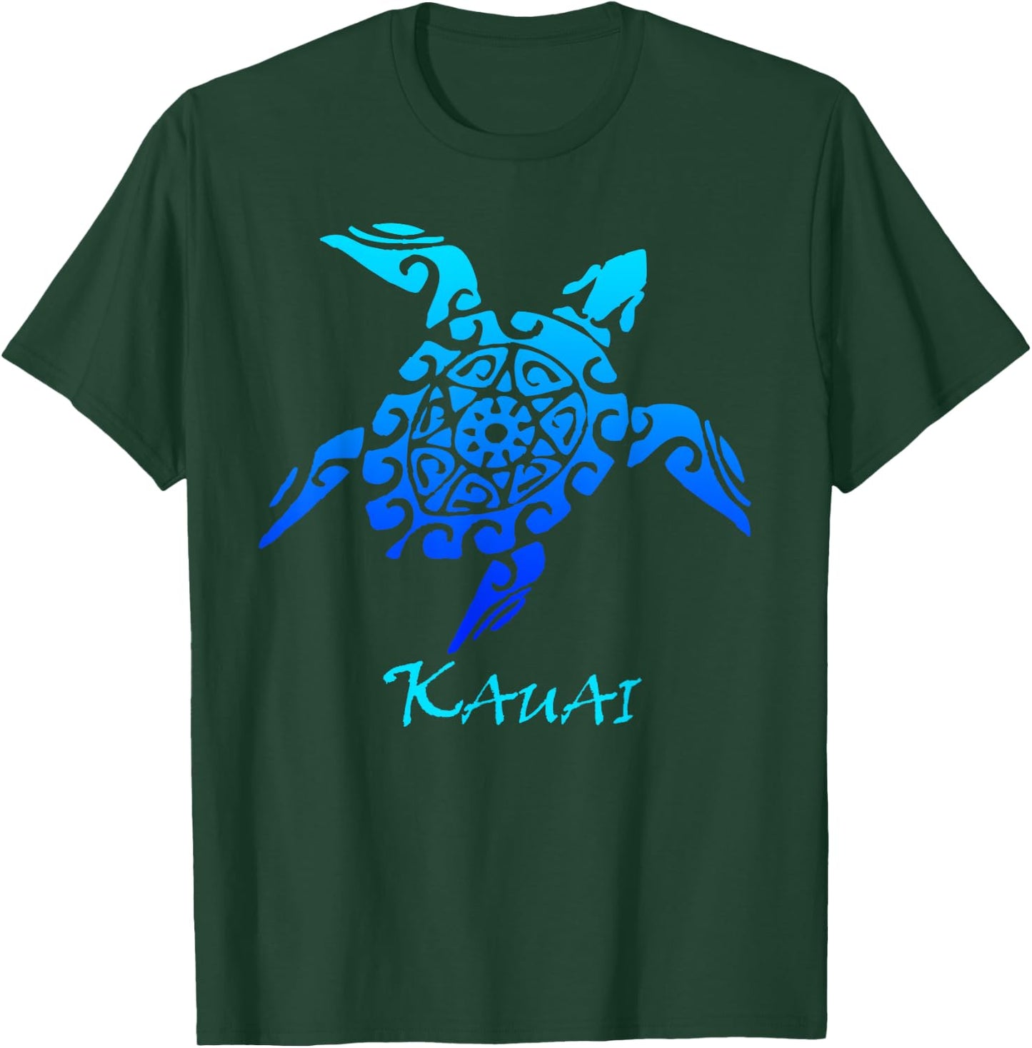 Kauai, Hawaii Vintage Retro Tribal Turtle Vacation T-Shirt - T-Shirt | Forest