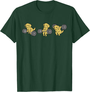 Weightlifting Golden Retriever Dog T-Shirt - T-Shirt | Forest