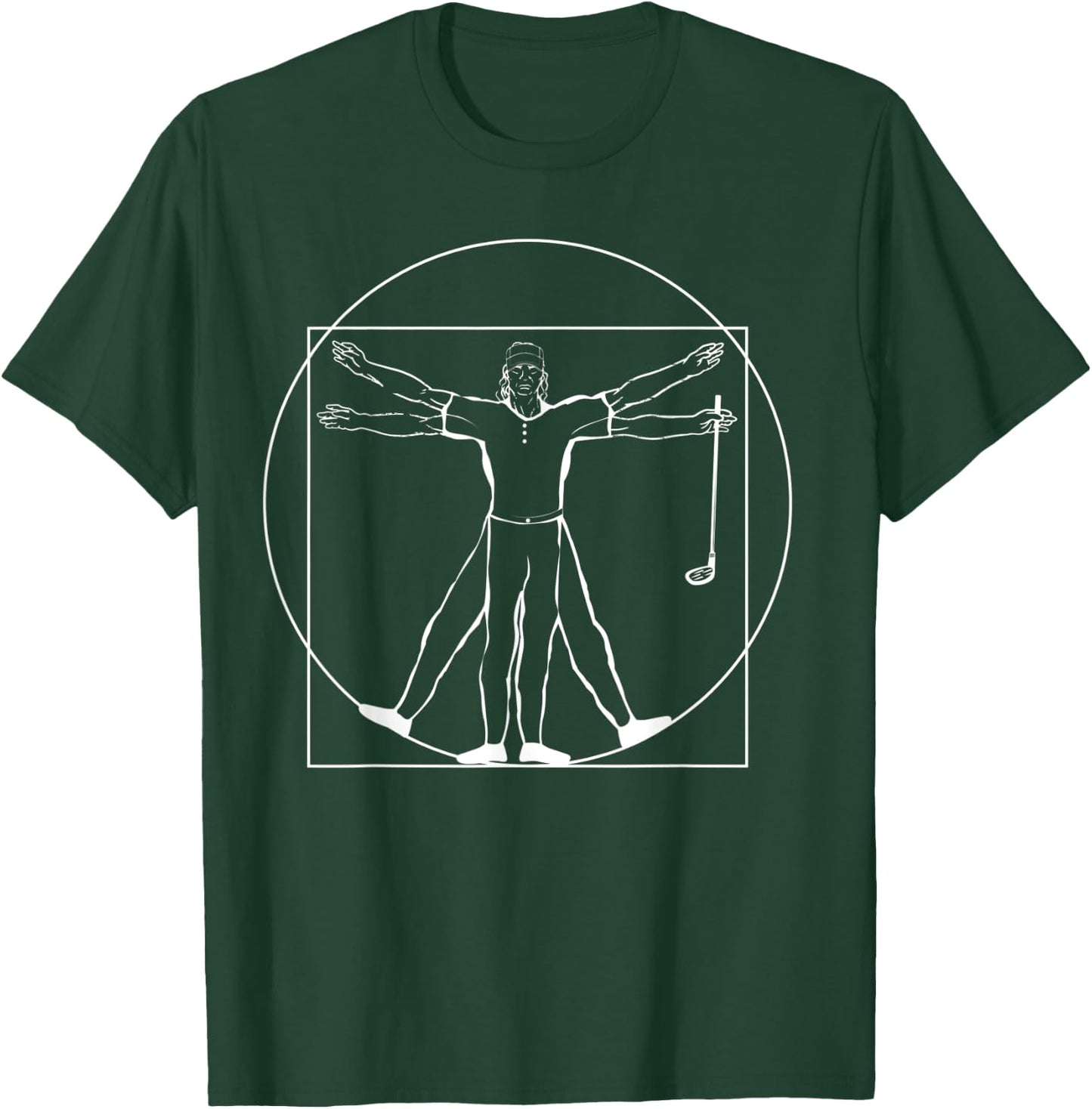Golf Player - Da Vinci Vitruvian Man Golfing T-Shirt - T-Shirt | Forest