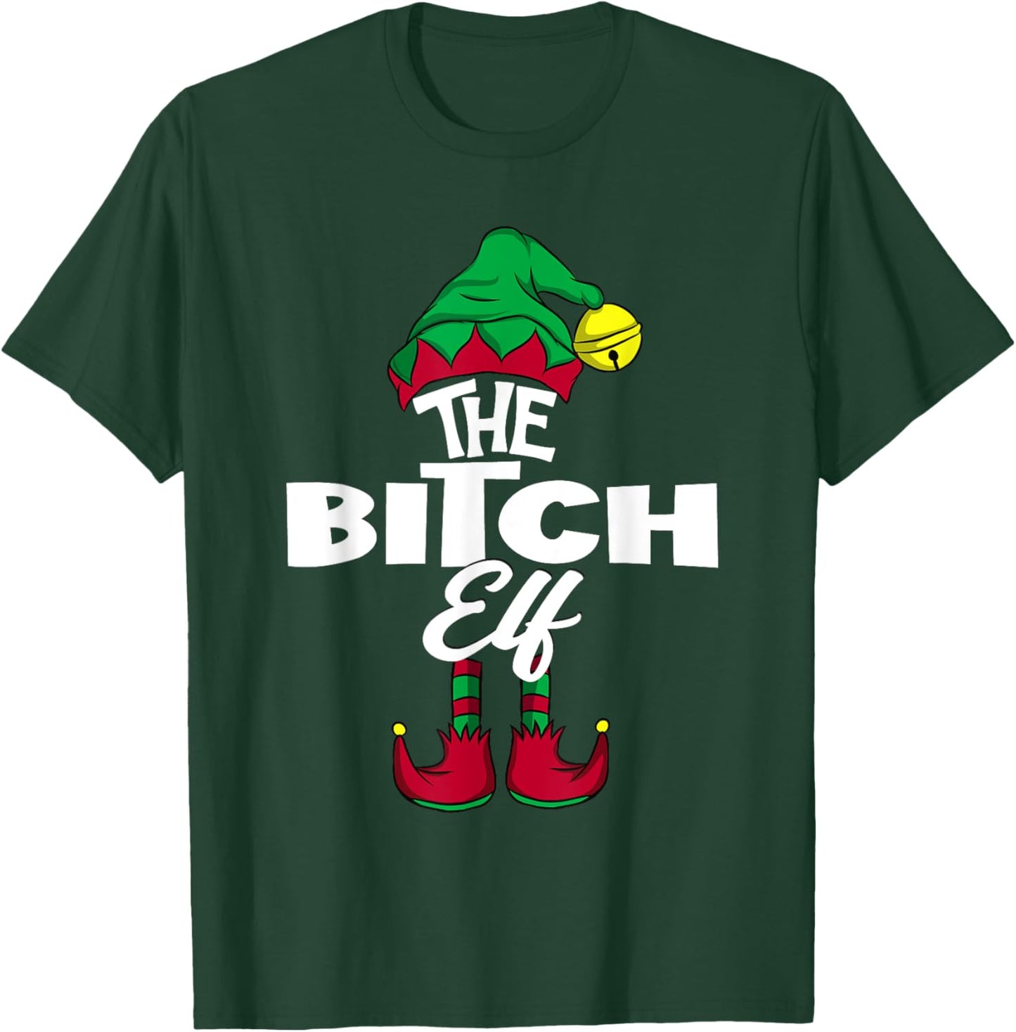 The BITCH Elf Family Group Matching PJ Christmas Gift T-Shirt - T-Shirt | Forest
