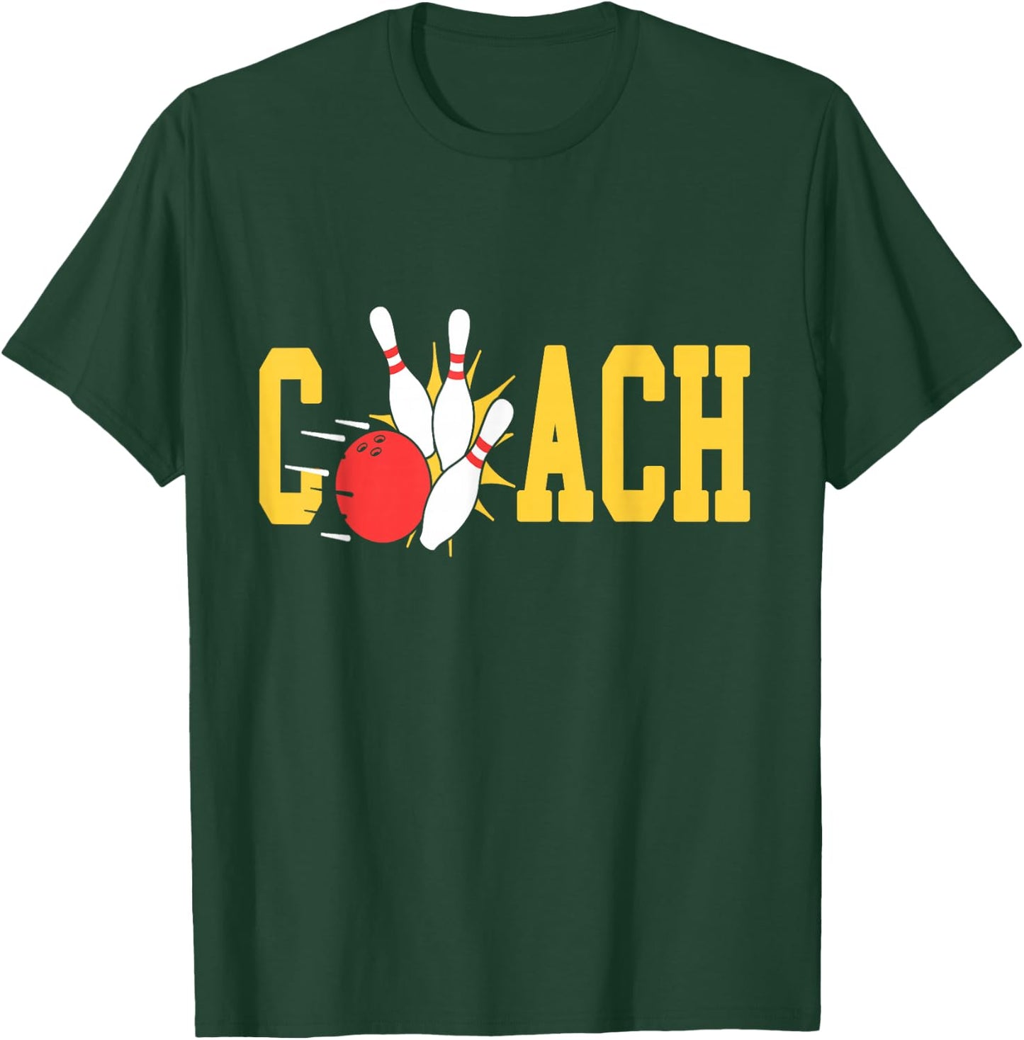 Bowling Coach Retro Strike Pins Ball Sports Team Fun T-Shirt - T-Shirt | Forest