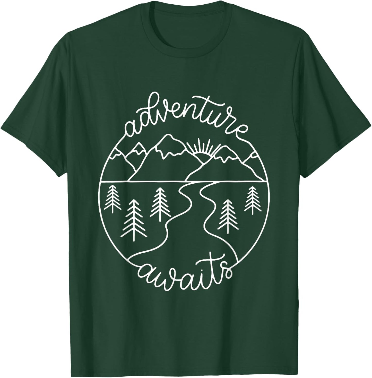 Happy Camper Adventure Awaits Summer Vacation Gift T-Shirt - T-Shirt | Forest