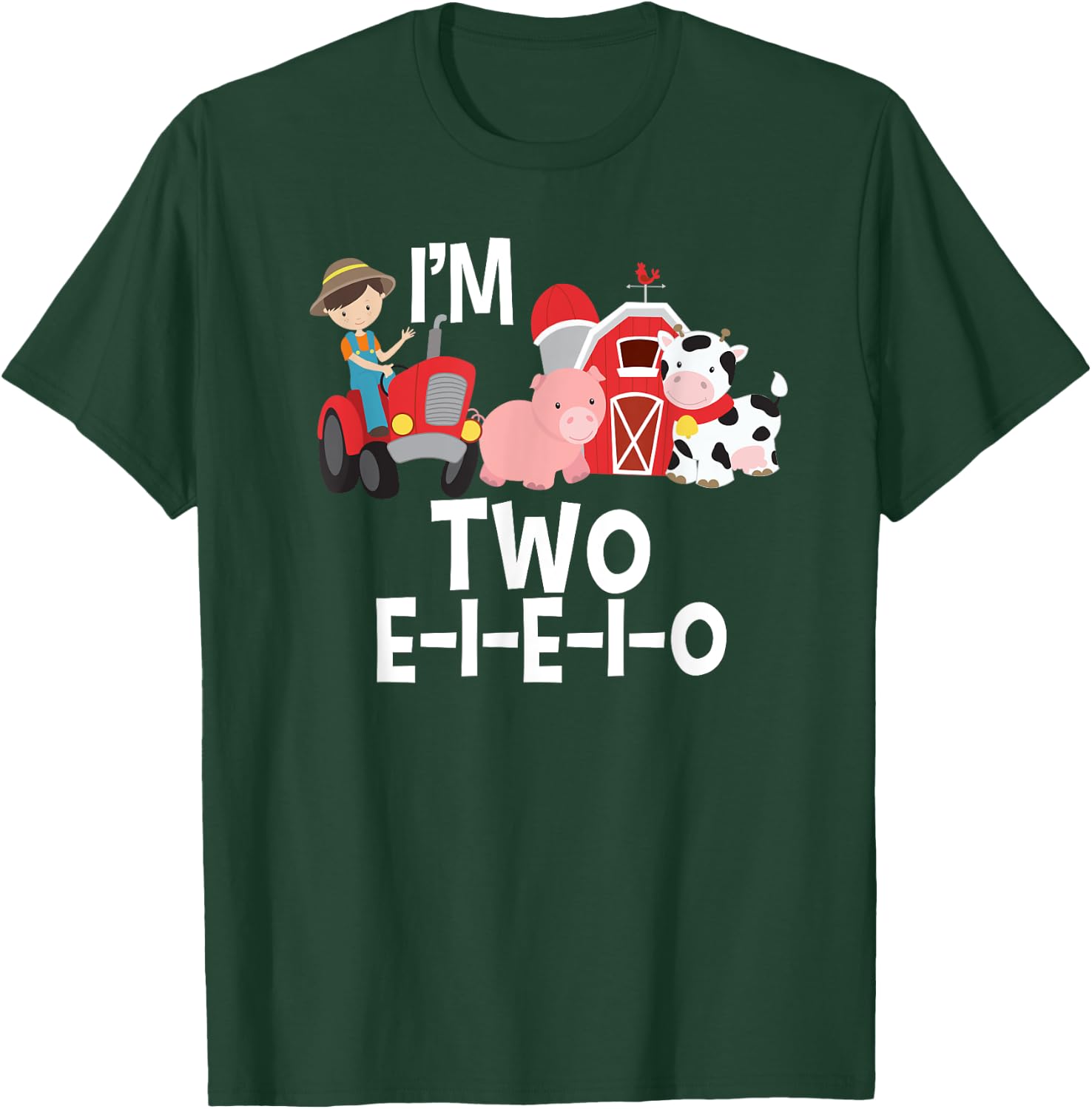 Old MacDonald I'm 2 E-I-E-I-O Birthday 2 Year Party T-Shirt - T-Shirt | Forest