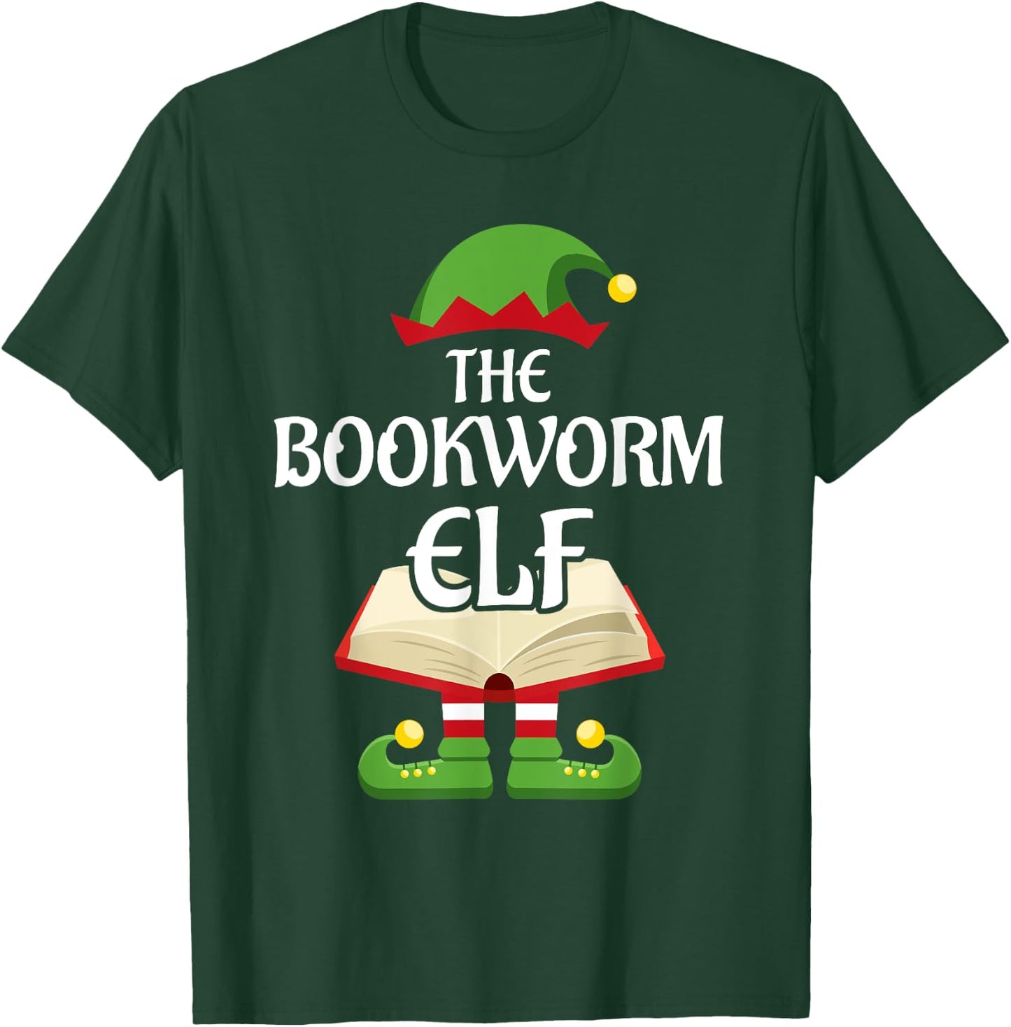 Bookworm Elf Family Matching Group Christmas Reading T-Shirt - T-Shirt | Forest