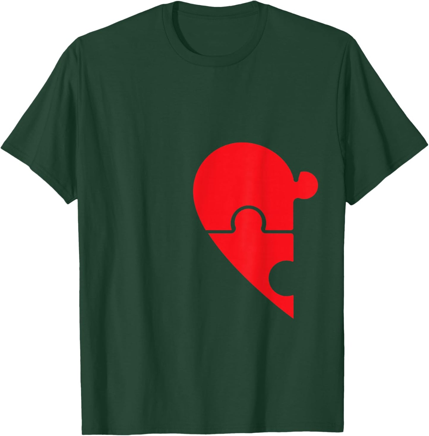 Half Heart Left Hand Side Love Couple Camisa Pareja Ropa T-Shirt - T-Shirt | Forest