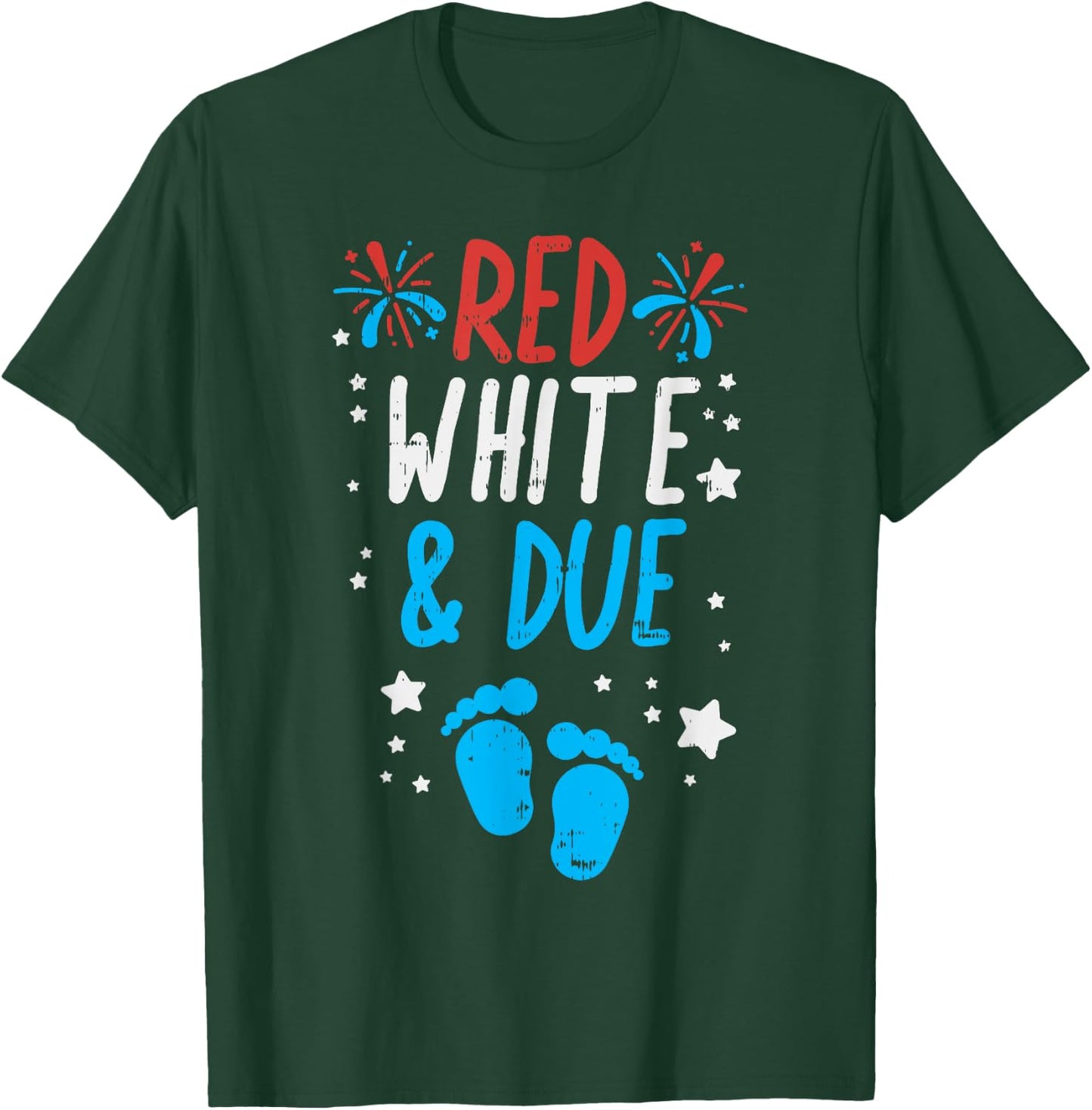 Red White Due Baby Shower 4th Of July Pregnancy Announcement T-Shirt - T-Shirt | Forest