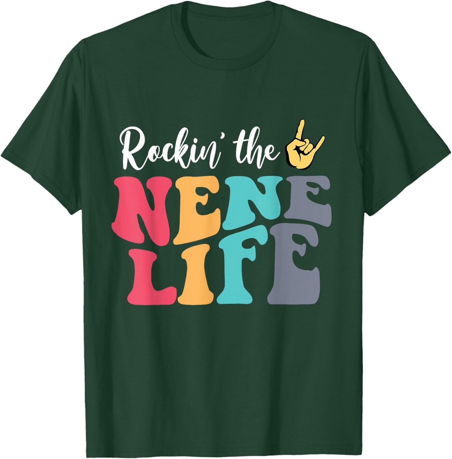 Retro Vintage Rockin' The Nene Life Birthday Mother's Day T-Shirt - T-Shirt | Forest