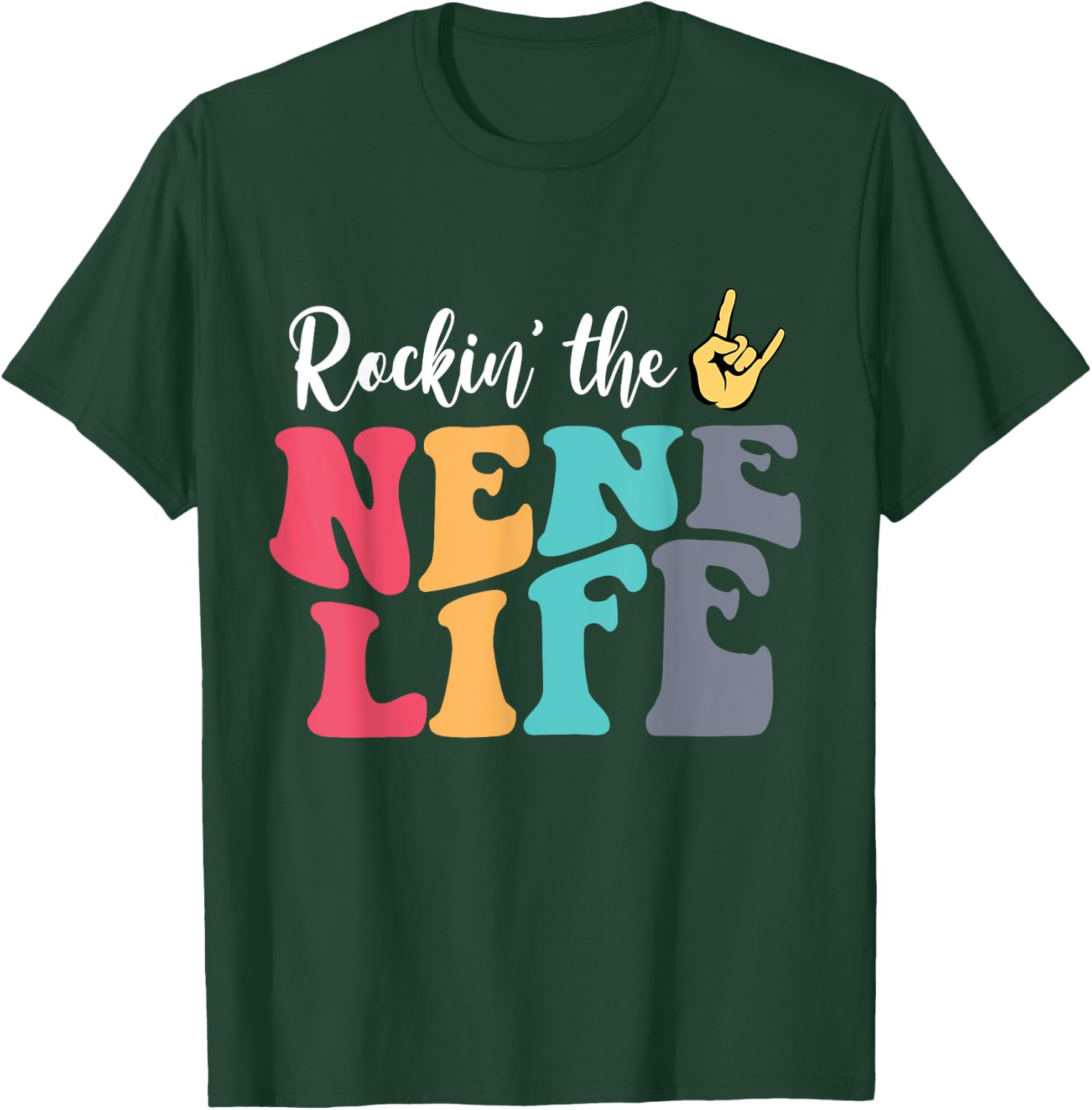 Retro Vintage Rockin' The Nene Life Birthday Mother's Day T-Shirt - T-Shirt | Forest