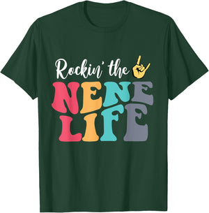 Retro Vintage Rockin' The Nene Life Birthday Mother's Day T-Shirt - T-Shirt | Forest