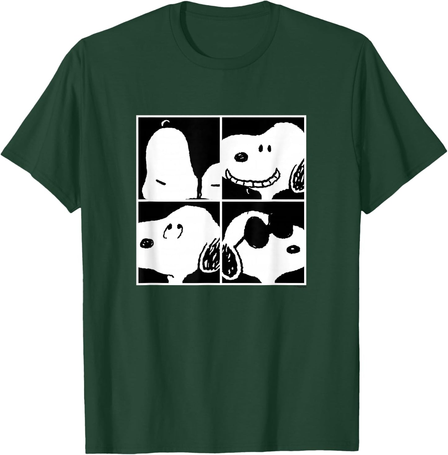 Peanuts - Snoopy Faces Square Grid T-Shirt - T-Shirt | Forest