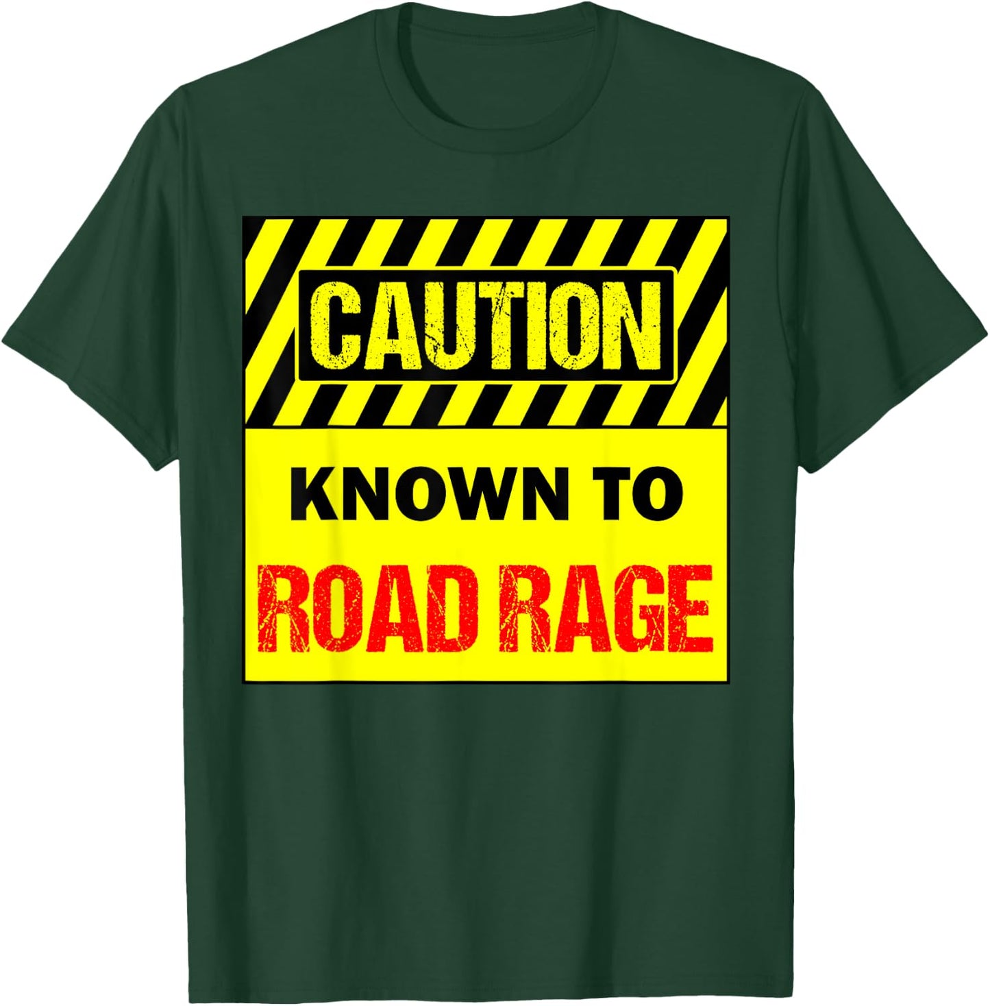 Men's -Adults Black Cotton 60% Polyester 40% Modern Collarless Short Sleeve Known To Road Rage Driver Small T-Shirt - T-Shirt | Forest