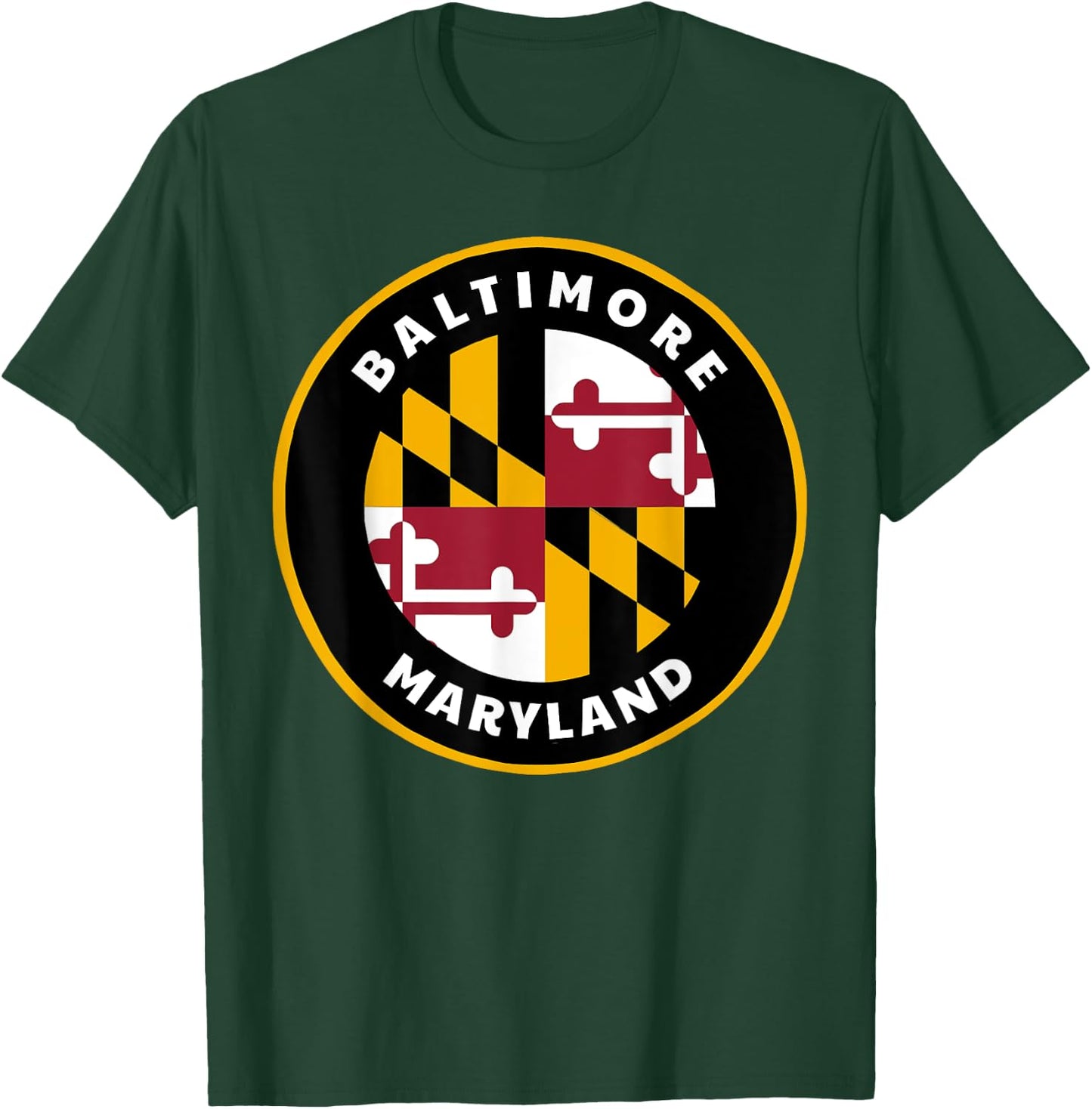 Baltimore Maryland MD Flag Pride Badge Souvenir T-Shirt - T-Shirt | Forest